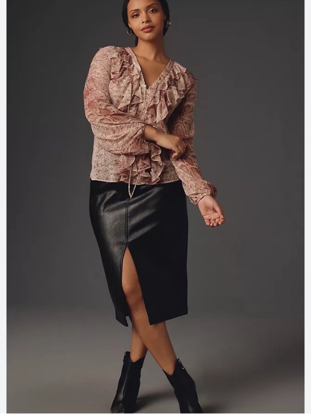 Anthropologie Ruffled long Sleeve Blouse